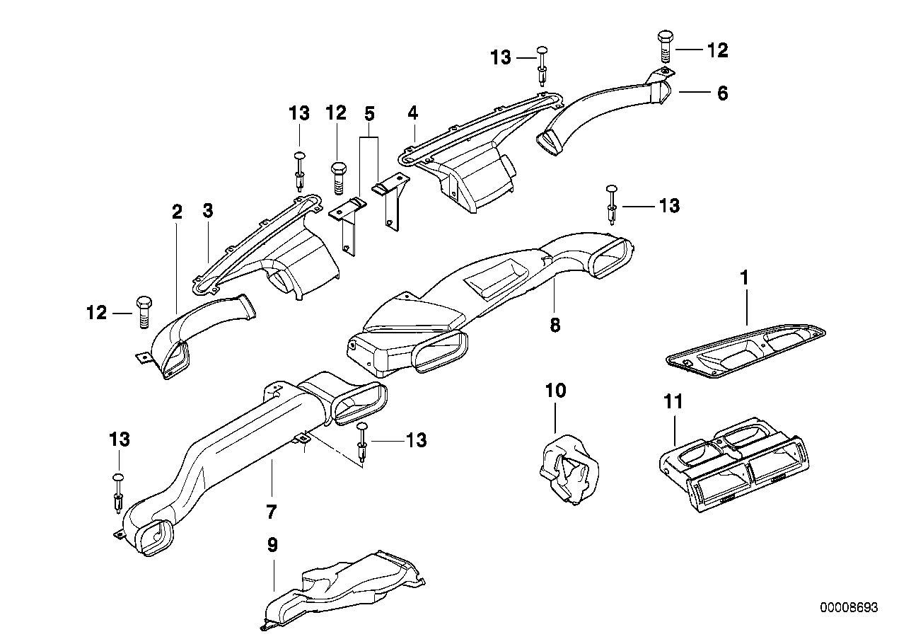 Genuine BMW 64228383679 E38 Indirect Fresh Air Grille Housing ENGLISCHGRÜN (Inc. 728iL, 740iLP & 730i)