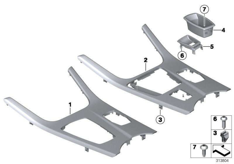 Genuine BMW 51169200949 Decor Panel For Centre Console,Aluminium FEINSCHLIFF