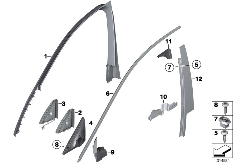 Genuine BMW 51337248687 Sealing, B-Column, Top Left (Inc. 730dX, 740d & 730Li)