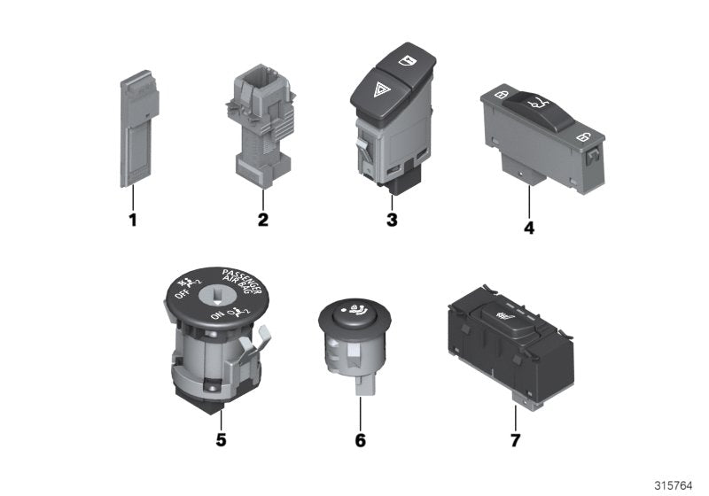 Genuine BMW 61319231786 Switch Hazard Warning/Central Lckng Syst (Inc. 325d, M3 & 330d)
