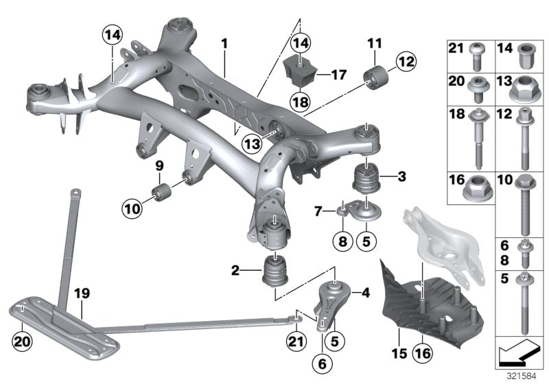 Genuine BMW 33316853442 Rear Axle Carrier (Inc. 328i, 320iX & 330iX)