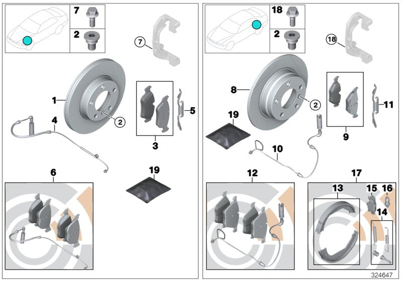 Genuine BMW 34216790761 E91 E90 Repair Kit, Brake Pads Asbestos-Free (Inc. 325xi, X1 28i & 323i)