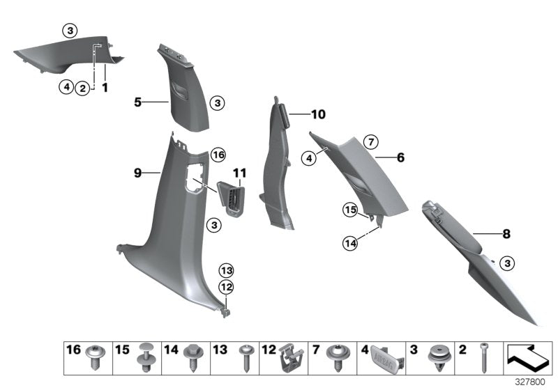 Genuine BMW 51438058600 TriCover, D-Pillar, Upper Right SCHWARZ (Inc. X5)