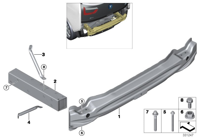 Genuine BMW 51127296780 Carrier, Bumper Rear (Inc. i3s 120Ah Rex, i3 120Ah & i3 60Ah)