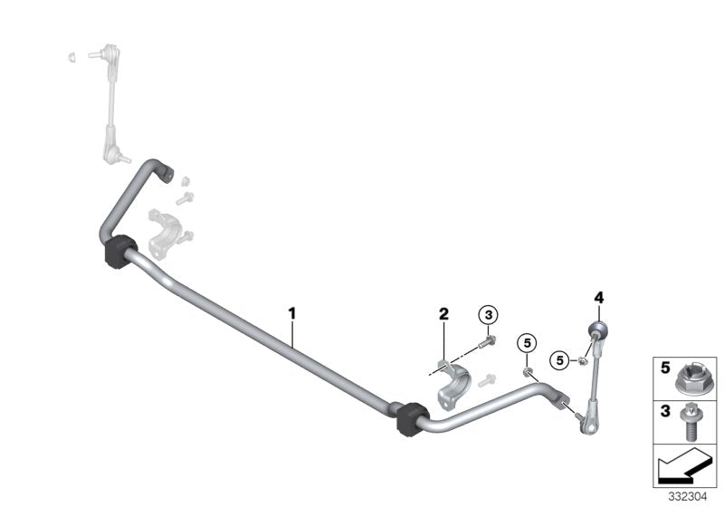 Genuine BMW 31356799091 Stabilizer Front With Rubber Mounting (Inc. i3 60Ah Rex, i3 120Ah Rex & i3 60Ah)