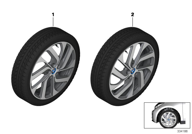 Genuine BMW 36112455050 Rdci Wheel & Tire, Winter, Black 155/70R19 88Q (Inc. i3)