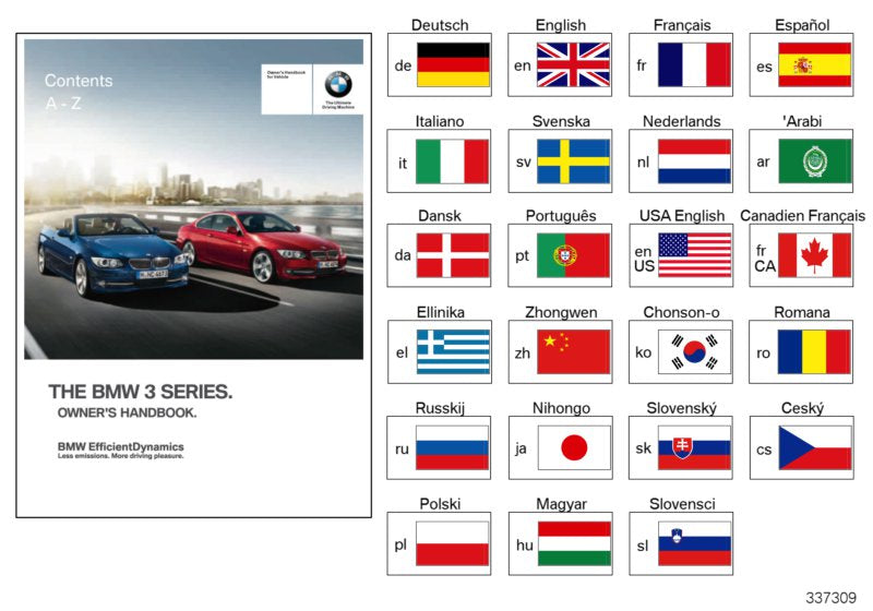 Genuine BMW 01402605521 E92 E93 Owner's Manual For E92, E93 W/O Idrive EN US, MJ 2011 (Inc. 335is, 328xi & 328i)