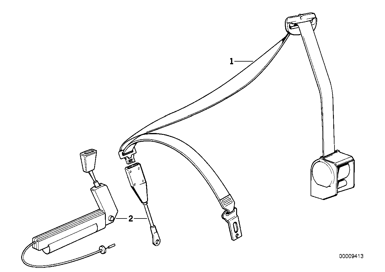 Genuine BMW 72118127718 E34 E32 Lower Belt With Right Belt Tensioner (Inc. 750i, 730i & 520i)