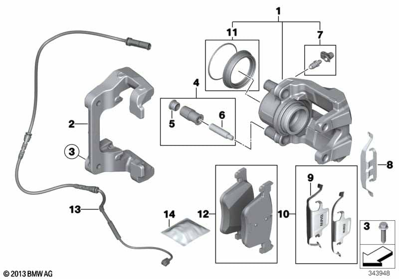 Genuine BMW 34116850649 Caliper Housing Left