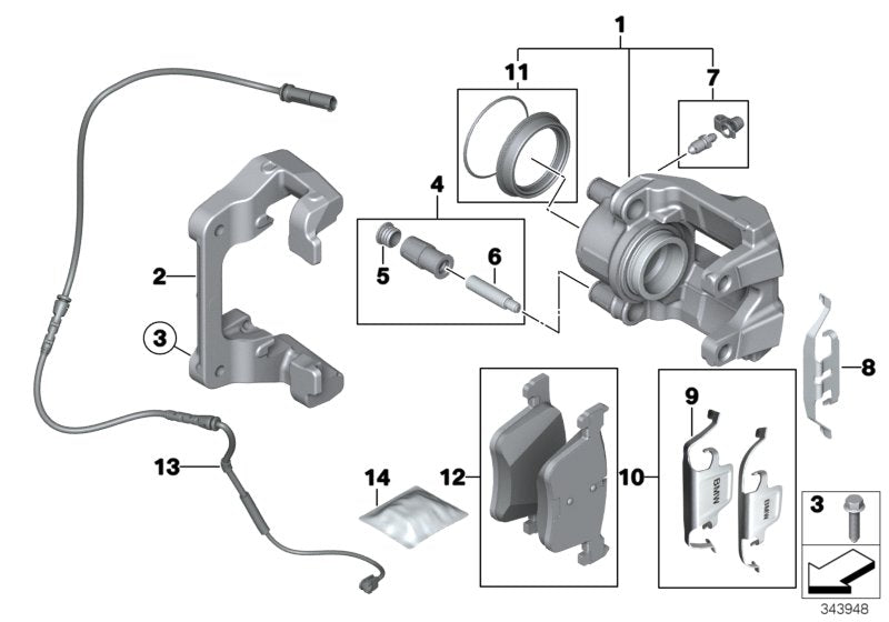 Genuine BMW 34116859843 Calliper Carrier (Inc. 328iX, 328i & 428iX)