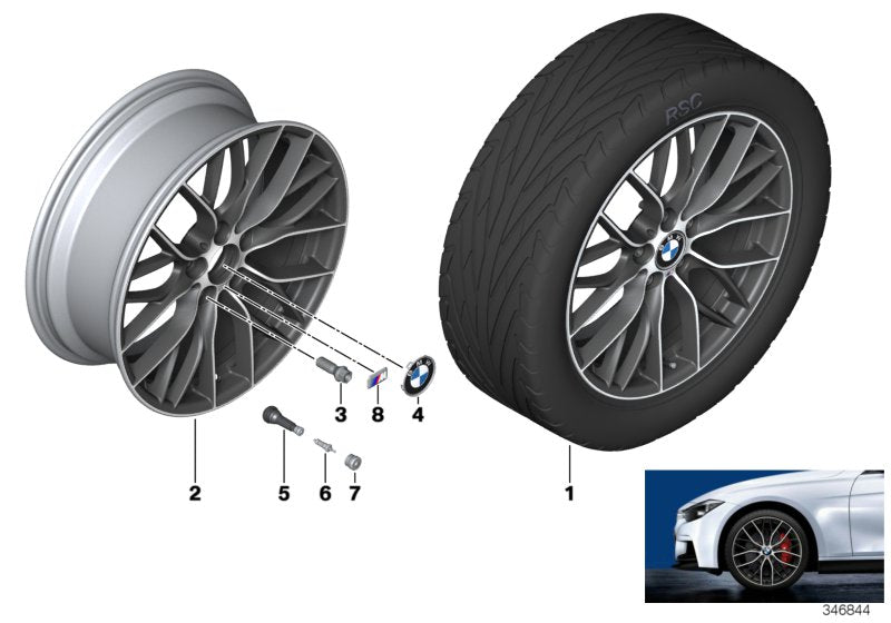Genuine BMW 36116796265 Gloss-Turned Light Alloy Rim 8,5JX20 ET:47