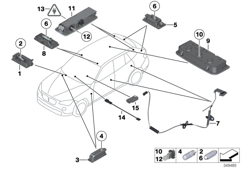 Genuine BMW 63319202919 E84 Interior Reading Light Rear Left ANTHRAZIT (Inc. X1)