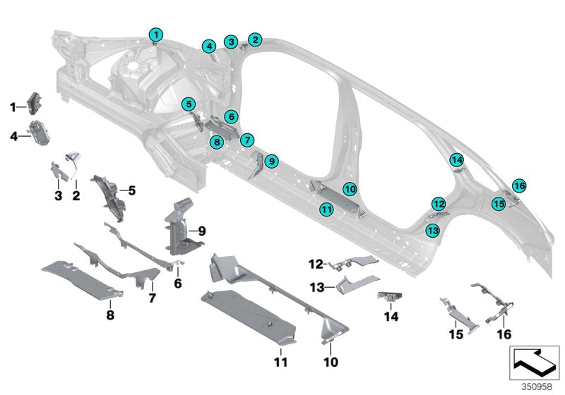 Genuine BMW 41007387104 Molded Section, Side Member, Right (Inc. X6)