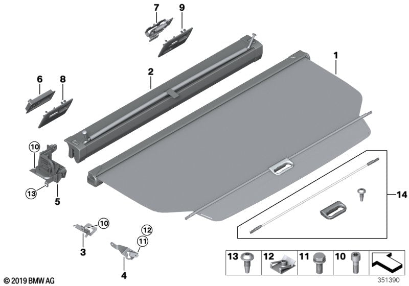 Genuine BMW 51477268029 Bracket, Cover/Partition Blind, Left (Inc. 325d, 328i & 328dX)
