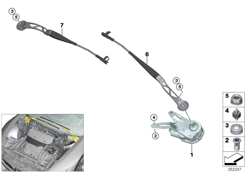 Genuine BMW 61617310791 I15 I12 Wiper Motor Left (Inc. i8)
