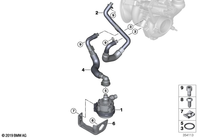 Genuine BMW 11537625153 I15 I12 Coolant Pipe, Return Line (Inc. i8)