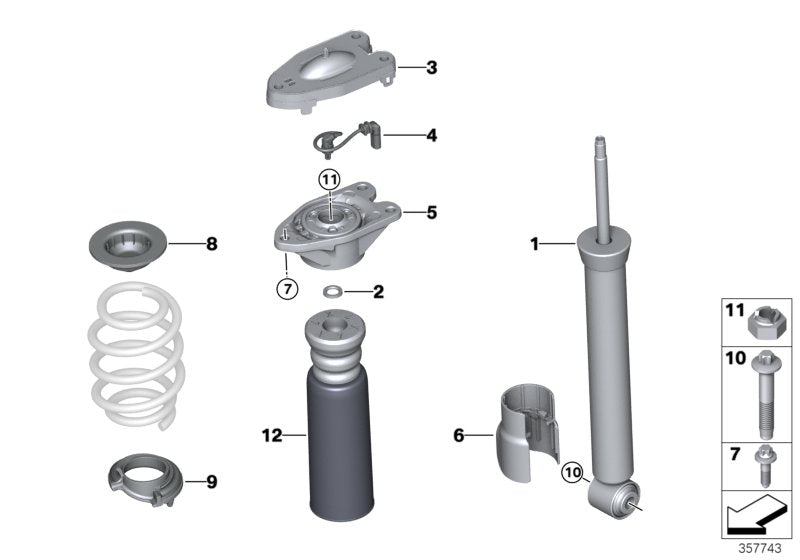 Genuine BMW 37106885337 F39 Shock Absorber, Rear, Vdc (Inc. X2)