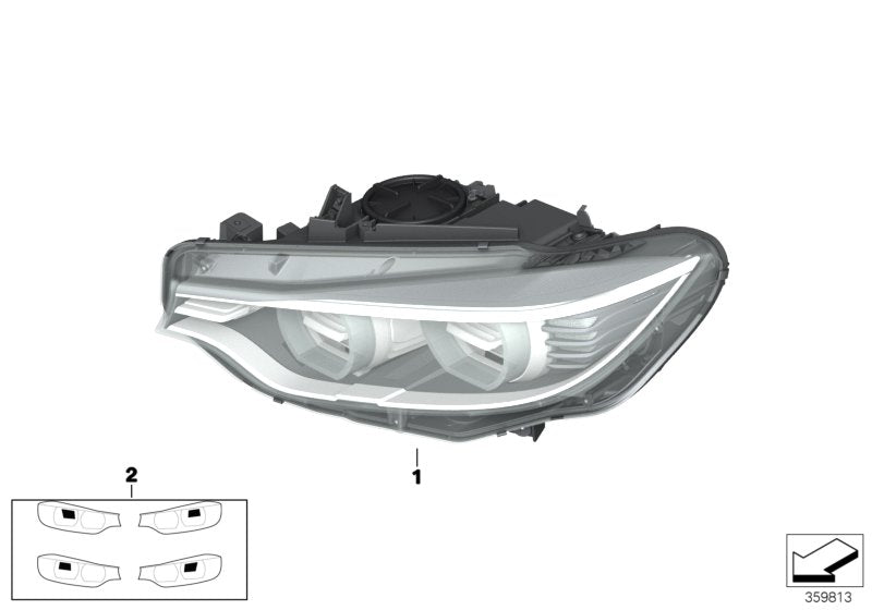 Genuine BMW 63117377850 Headlight, Led, Ahl, Right