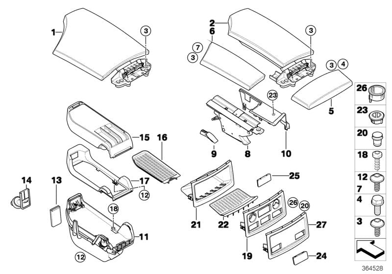 Genuine BMW 51166985208 E60 E61 Cover, Centre Console SCHWARZ (Inc. 525i, 525d & 525xd)