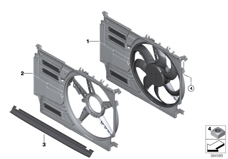 Genuine BMW 17427617608 F45 Countryman F55 Fan Housing With Fan 300W (Inc. X1 18d, X1 20i & 218d)