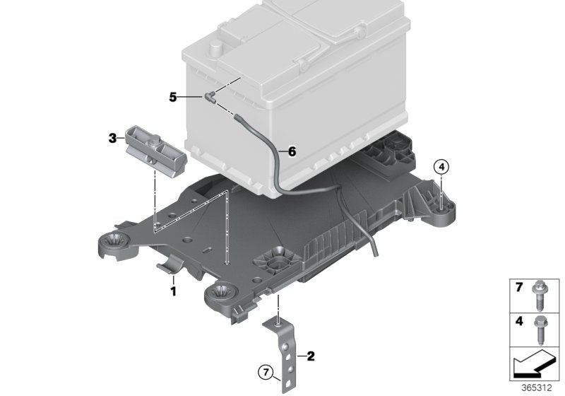 Genuine BMW 61219387574 F46 Battery Tray 70AH (Inc. 118i, 218d & 225iX)