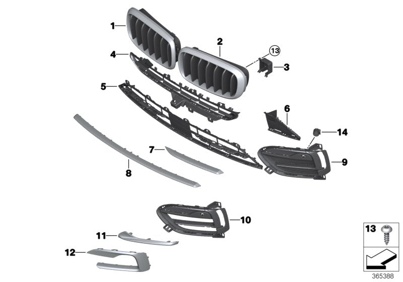 Genuine BMW 51137349393 F16 Grille Left XTRAV. / NIVI (Inc. X6)