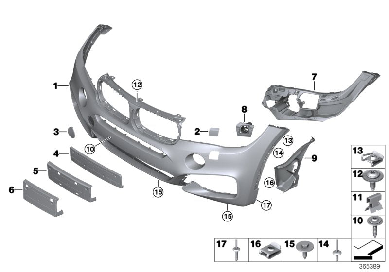 Genuine BMW 51118065885 F16 TriCover, Bumper, Primed, Front M/US/PDC (Inc. X6)