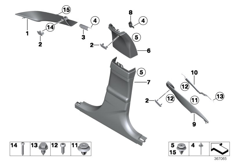 Genuine BMW 51438054078 Cover, B-Pillar, Leather, Upper Right ANTHRAZIT (Inc. 650iX, 640iX & 640d)