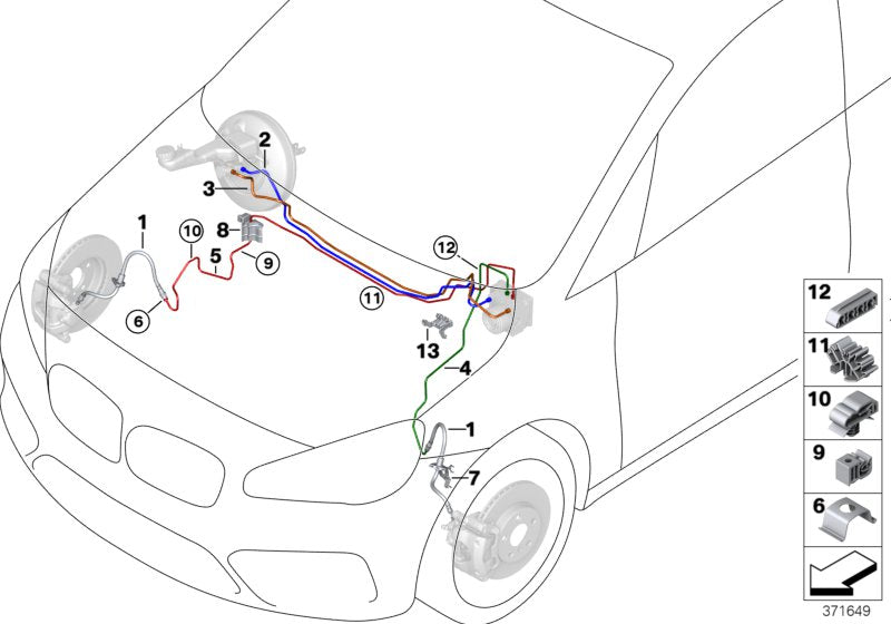 Genuine BMW 34306854263 F46 Brake Hose Front (Inc. X1 & 225xe)