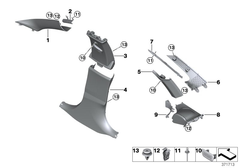 Genuine BMW 51438059306 TriCover, C-Pillar, Upper Right ANTHRAZIT (Inc. 425d, 420dX & 418i)