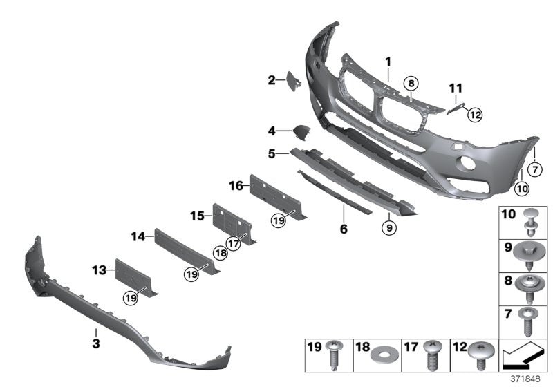 Genuine BMW 51117389911 F26 TriCover, Bumper, Primed, Front I-CAM (Inc. X4)
