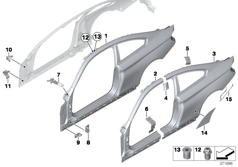 Genuine BMW 41217374414 Reinforcement Plate, C-Pillar, Right (Inc. 435dX, 418i & 430d)
