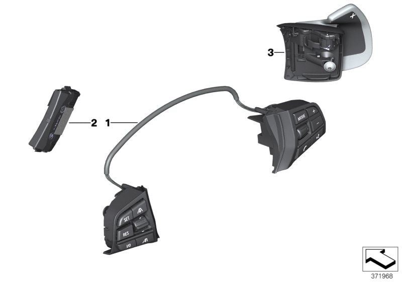 Genuine BMW 61319262709 Switch, Mf Steering Wheel, Sport (Inc. 730Li, 550iX & Hybrid 7L)