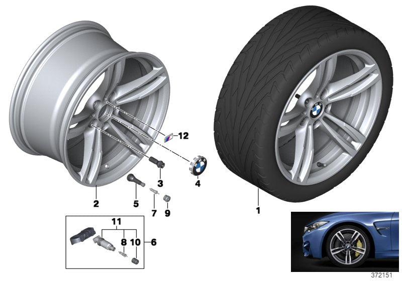 Genuine BMW 36112284551 F83 F87 F80 Disc Wheel Light Alloy Jet Bl.Sol.Paint 10JX19 ET:40 (Inc. M3, M2 Competition & M2)