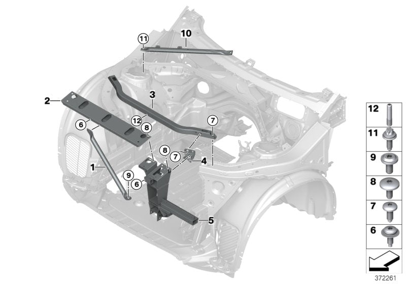 Genuine BMW 51617210320 F25 F26 Strut Tower Brace, Right (Inc. X3 & X4 30dX)