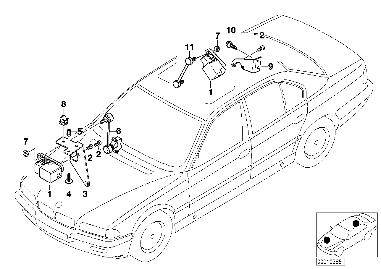 Genuine BMW 37141095034 E38 E52 Right Ride Height Sensor Bracket (Inc. 728i, Alpina V8 & 740iLP)