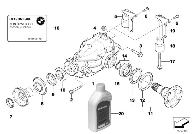 Genuine BMW 33107514198 E85 E46 E86 Exch. Final Drive I=3,64 (Inc. Z4 3.0si, Z4 2.5i & 330i)