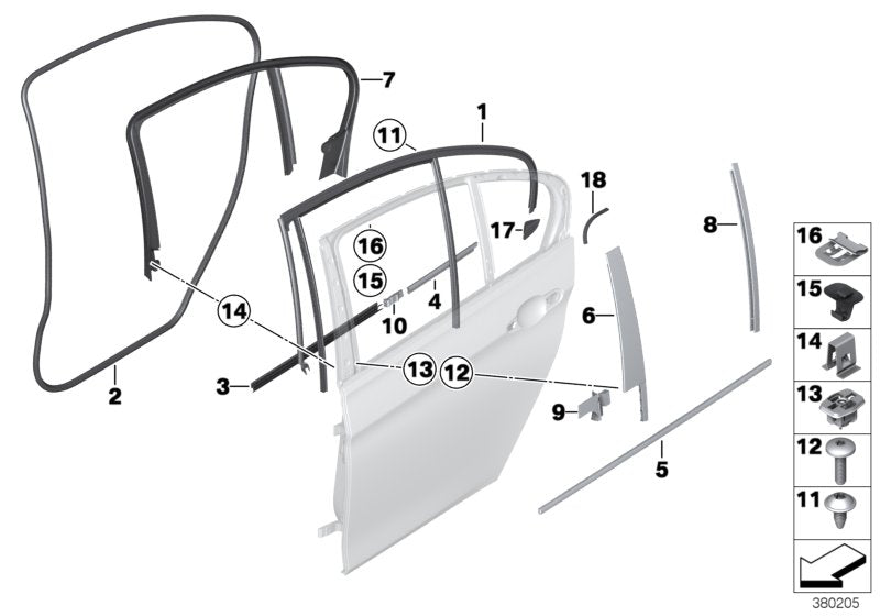 Genuine BMW 51357259709 Cover, Window Frame, Door Rear Left (Inc. 335iX, 328i & 320i)