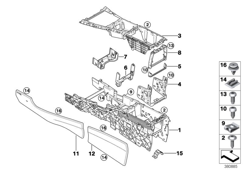 Genuine BMW 51166980080 E71 E72 E70 Brace F. Mount, Center Console, Rear (Inc. X5)