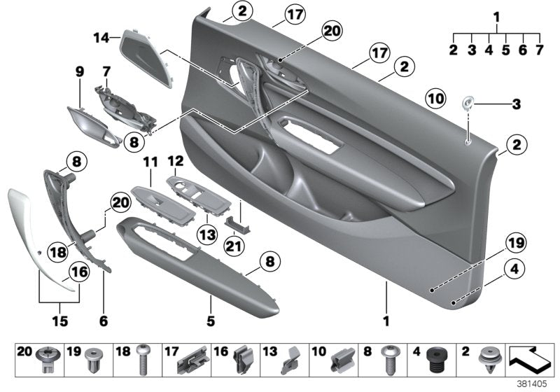 Genuine BMW 51417351529 F22 Door Panel, Leather, Front Left TERRA (Inc. 228iX, 220i & 218i)