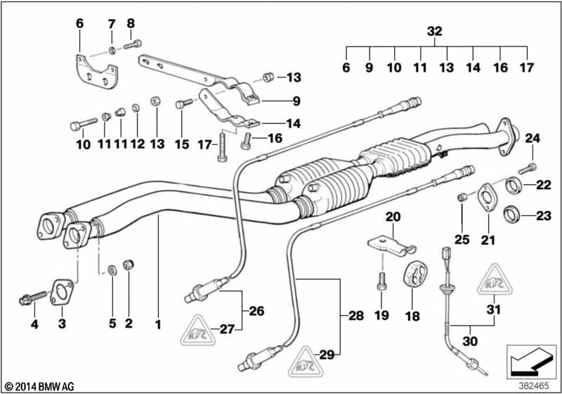 Genuine BMW 18301403489 Rp Catalytic Converter W.Center Silencer