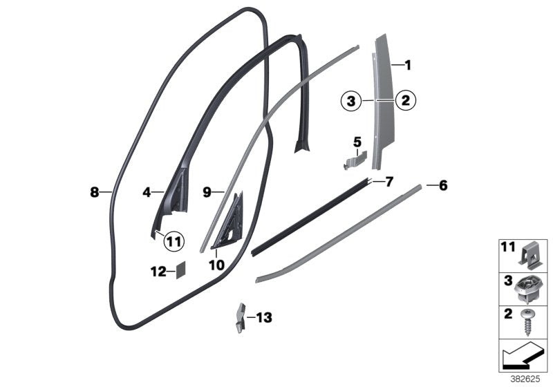 Genuine BMW 51337205714 F25 Channel Cover,Exterior,Door, Front Right ALU-MATT (Inc. X3)