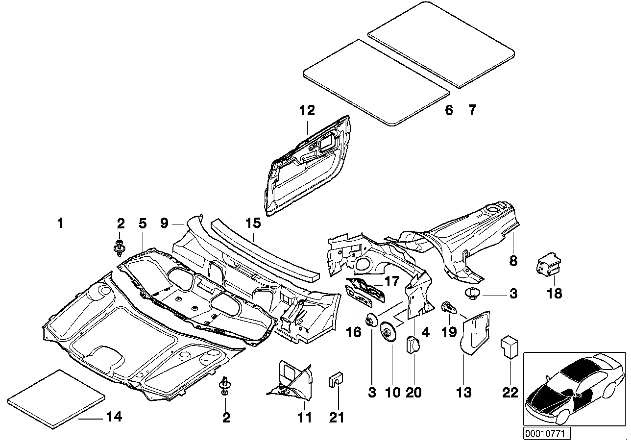 Genuine BMW 51488157209 E38 Sound Insulating Door Front Left (Inc. 740iL, 725tds & 750i)