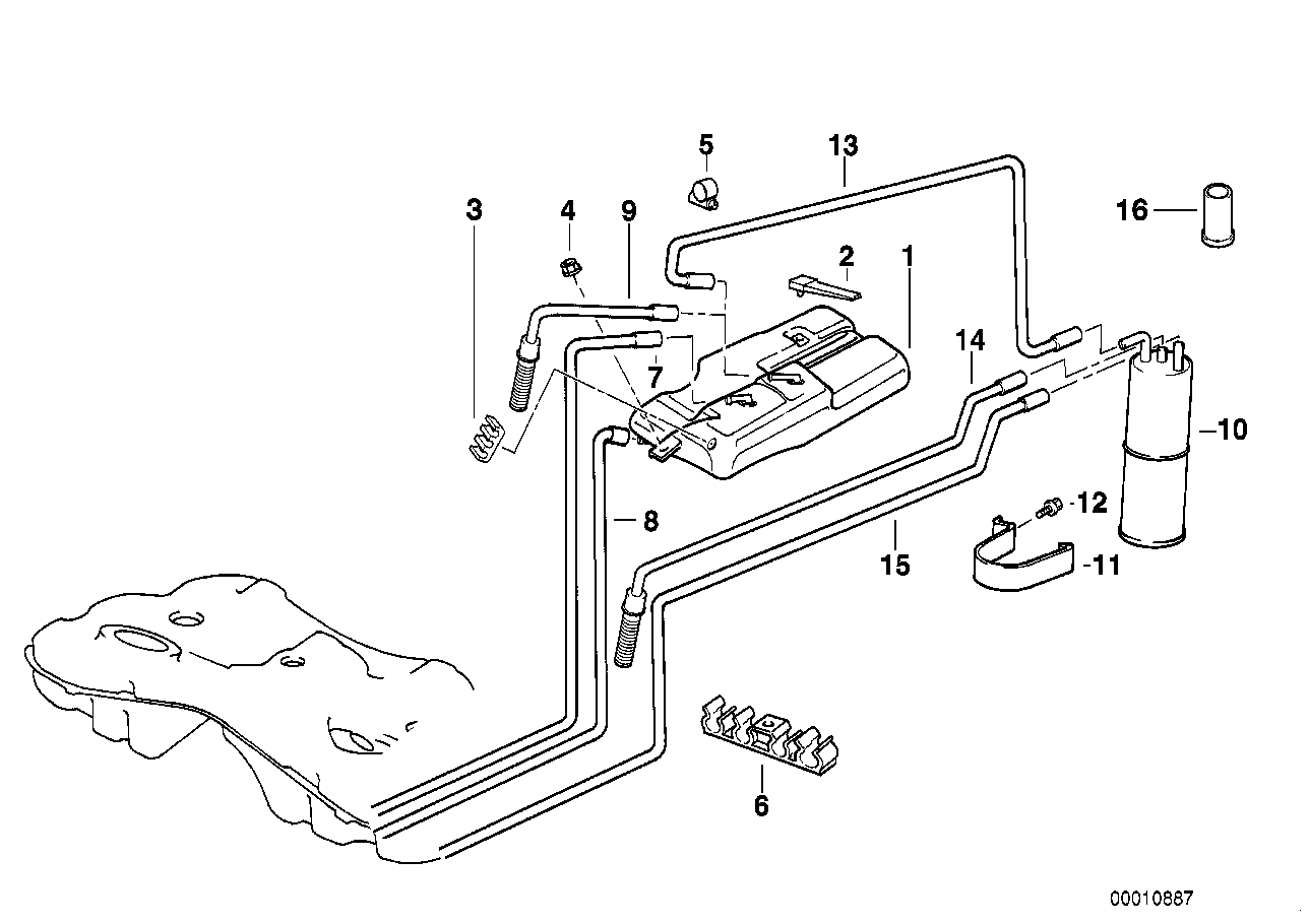 Genuine BMW 16131182211 E38 Pipe 1 (Inc. 728iL, 740d & 740i)