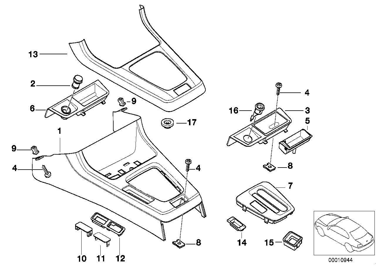 Genuine BMW 51168191131 E36 Storing Partition SCHWARZ (Inc. 318tds, 316g & 323ti)