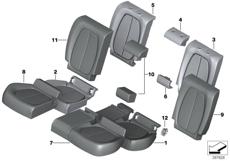 Genuine BMW 52208062614 F46 Seat Cover Leather SCHWARZ/BLAU (Inc. 440i, 420d & 430i)