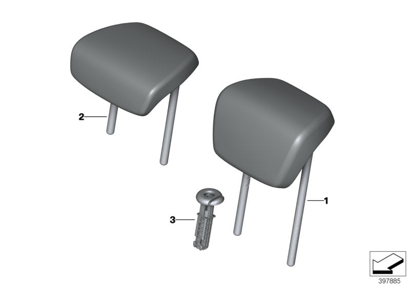 Genuine BMW 52207447222 F39 F46 Headrest Leather OYSTER/GRAU (Inc. 220i, 214d & X2 18i)