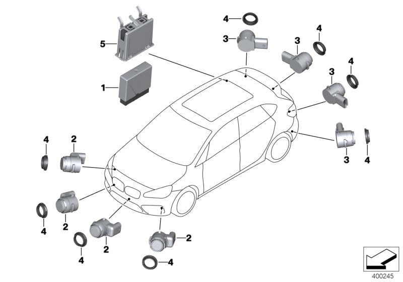 Genuine BMW 66209359090 F46 G11 G31 Ultrasonic Sensor, Kashmir Silver WA72 (Inc. 750LiX 4.4, M760LiX & 216i)