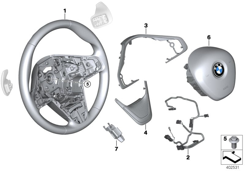 Genuine BMW 32306860361 F39 Sprt St. Wheel, Leather, Shift Paddles (Inc. X2 18dX, 220i & 218d)