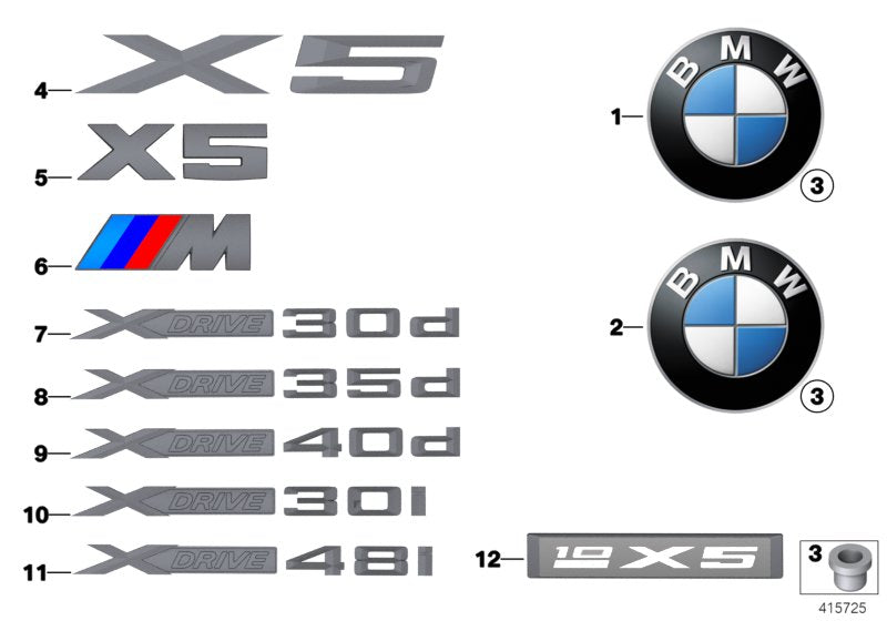 Genuine BMW 51147362481 E70 Label X DRIVE 48I (Inc. X5 4.8i)